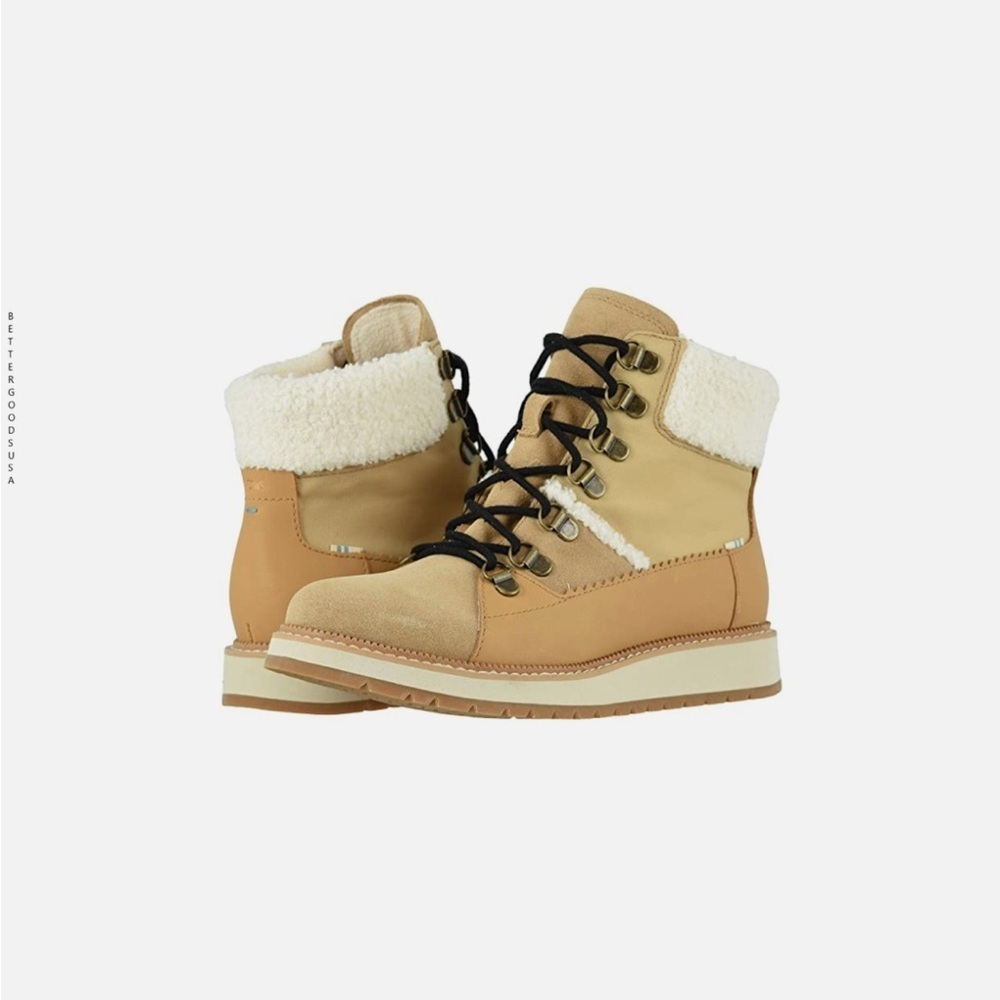 Toms Cozy Tan and Cream Boots